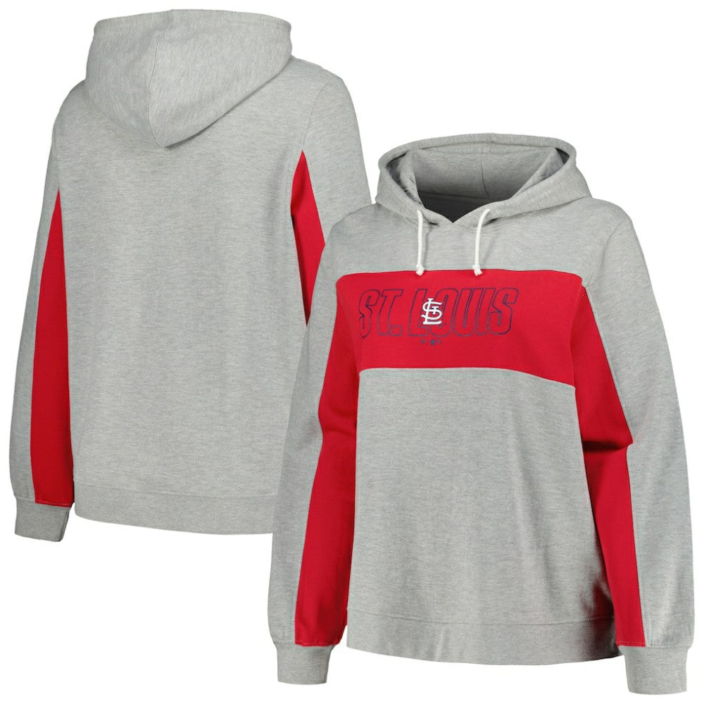 Heather Gray St. Louis Cardinals Profile Women's Plus Size Pullover Jersey Hoodie