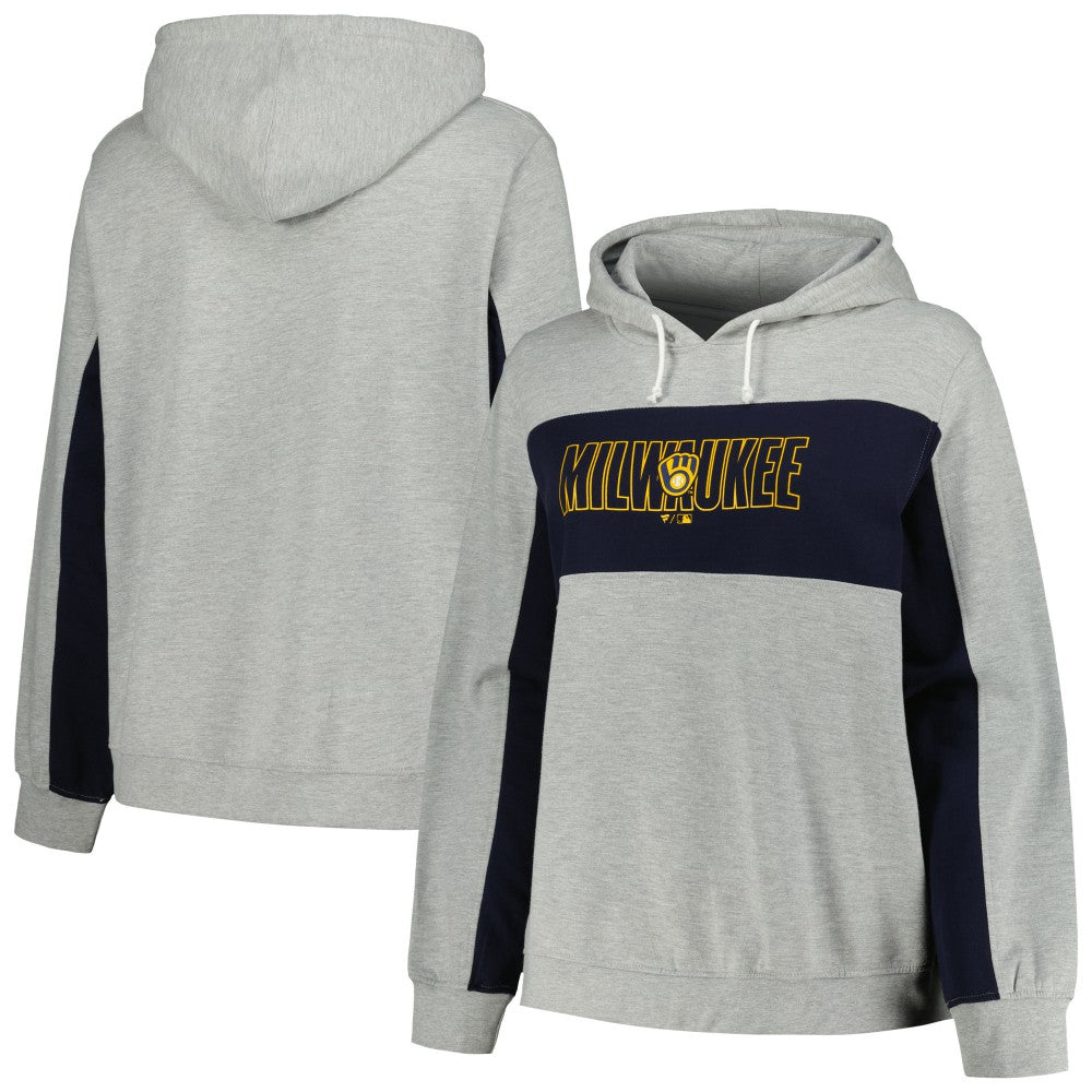 Heather Gray Milwaukee Brewers Profile Women's Plus Size Pullover Jersey Hoodie