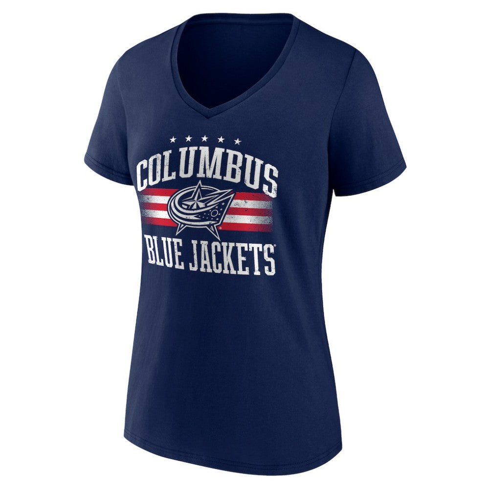 NHL Columbus Blue Jackets Women's Americana Team V-Neck T-Shirt