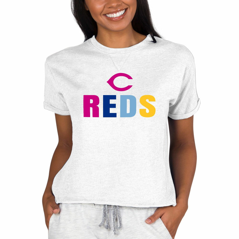 Oatmeal Cincinnati Reds Concepts Sport Women's Mainstream Terry Sweatshirt