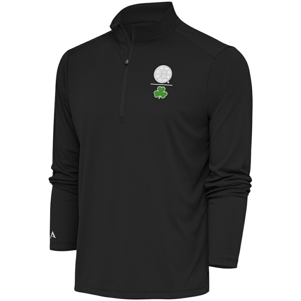 NHL Boston Bruins Antigua Shamrock Tribute Quarter-Zip Pullover Top