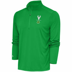 Milwaukee Bucks Antigua Shamrock Tribute Quarter-Zip Pullover Top