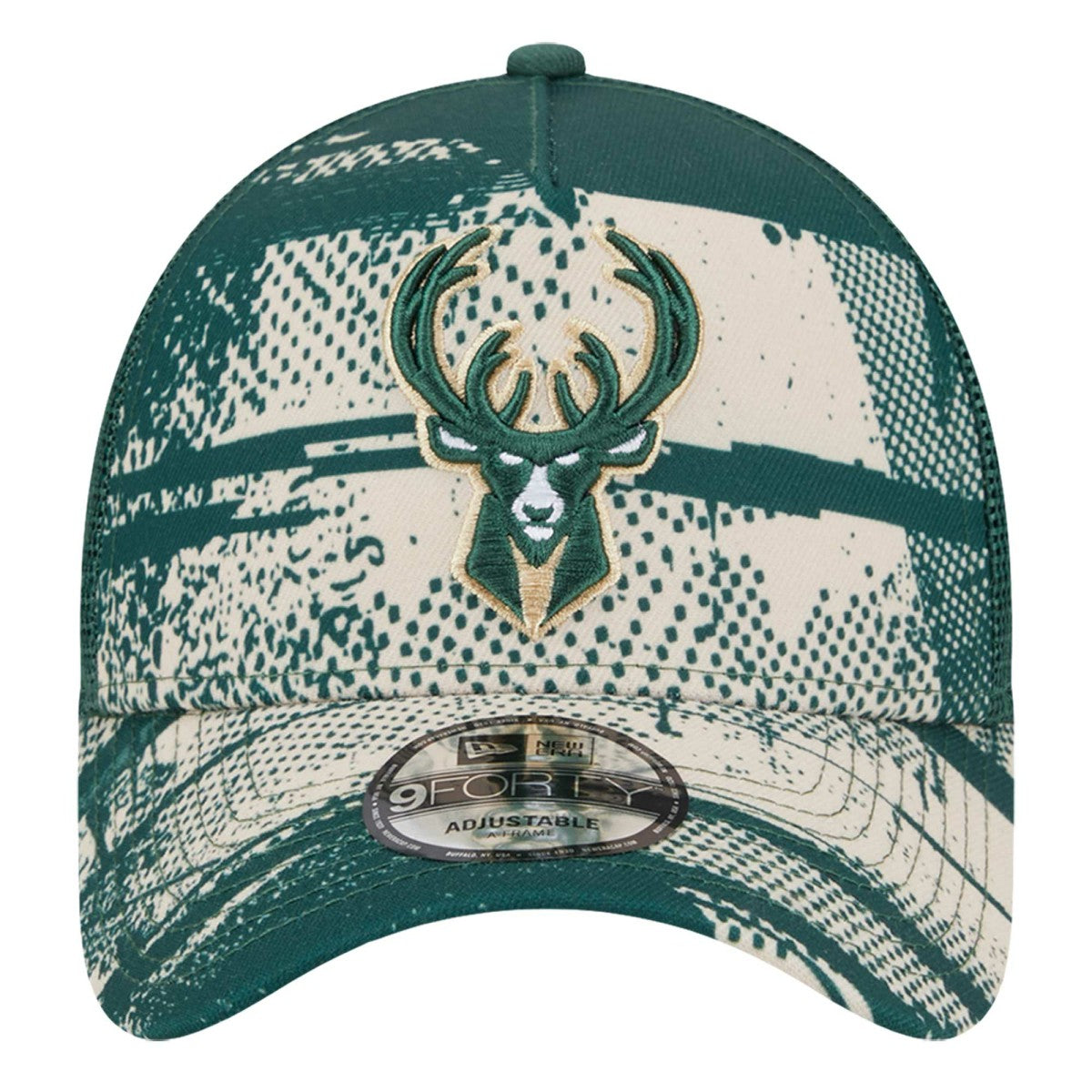New Era Milwaukee Bucks Tip Off A-Frame Trucker 9FORTY Adjustable Hat