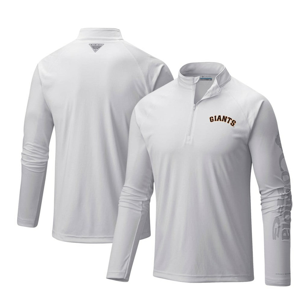 White San Francisco Giants Columbia Terminal Tackle Omni-Shade Raglan Quarter-Zip Pullover Top