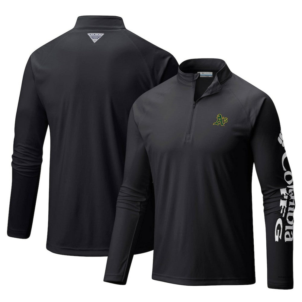 Black Athletics Columbia Terminal Tackle Omni-Shade Raglan Quarter-Zip Pullover Top