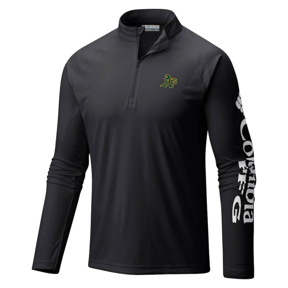 Black Athletics Columbia Terminal Tackle Omni-Shade Raglan Quarter-Zip Pullover Top