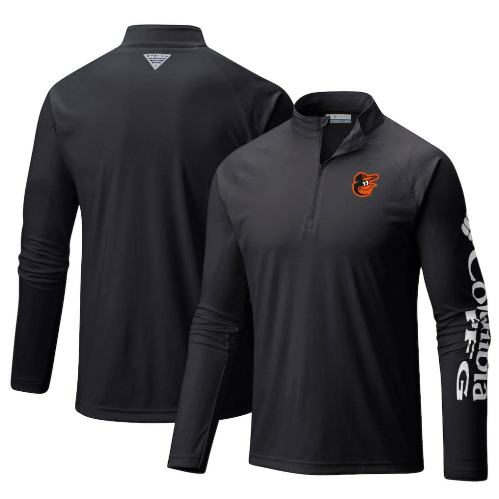 Black Baltimore Orioles Columbia Terminal Tackle Omni-Shade Raglan Quarter-Zip Pullover Top