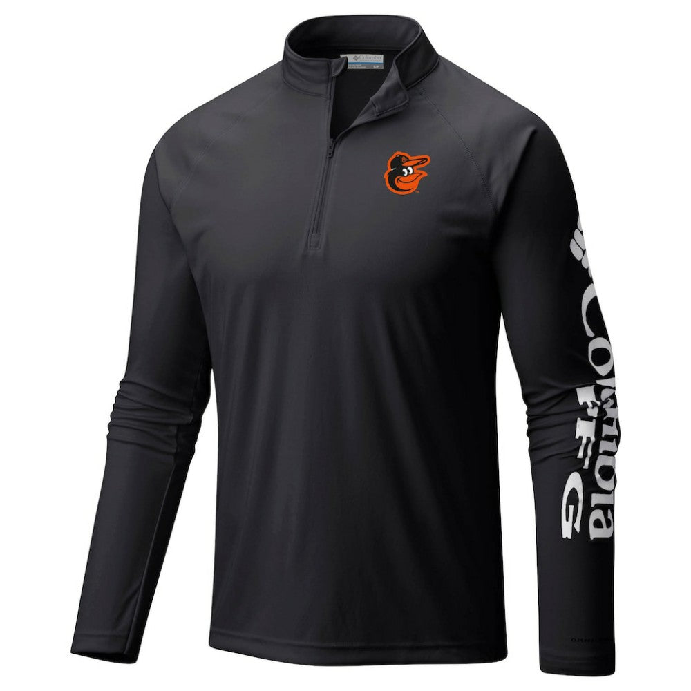 Black Baltimore Orioles Columbia Terminal Tackle Omni-Shade Raglan Quarter-Zip Pullover Top