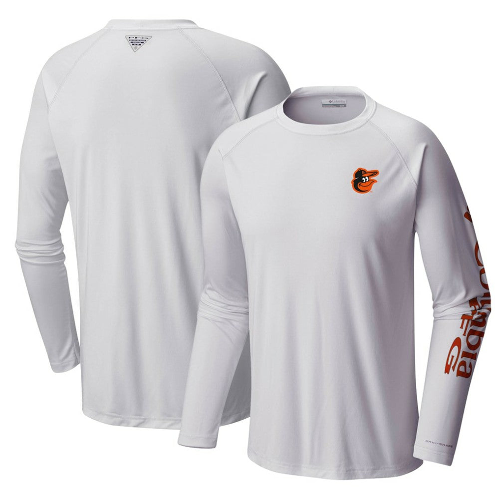 White Baltimore Orioles Columbia Terminal Tackle Long Sleeve T-Shirt