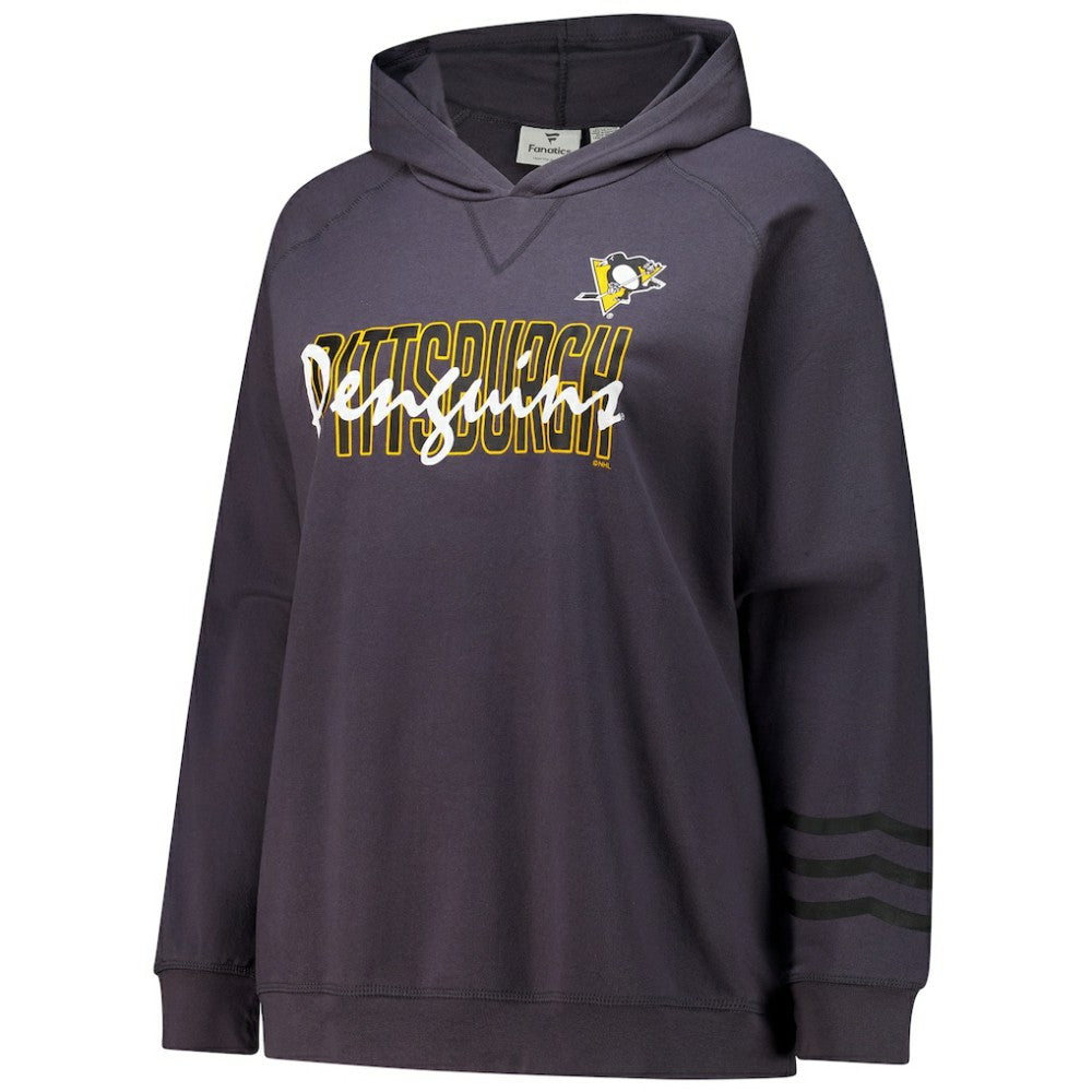 NHL Pittsburgh Penguins Fanatics Women's Plus Size Lightweight Fleece Raglan Pullover Hoodie