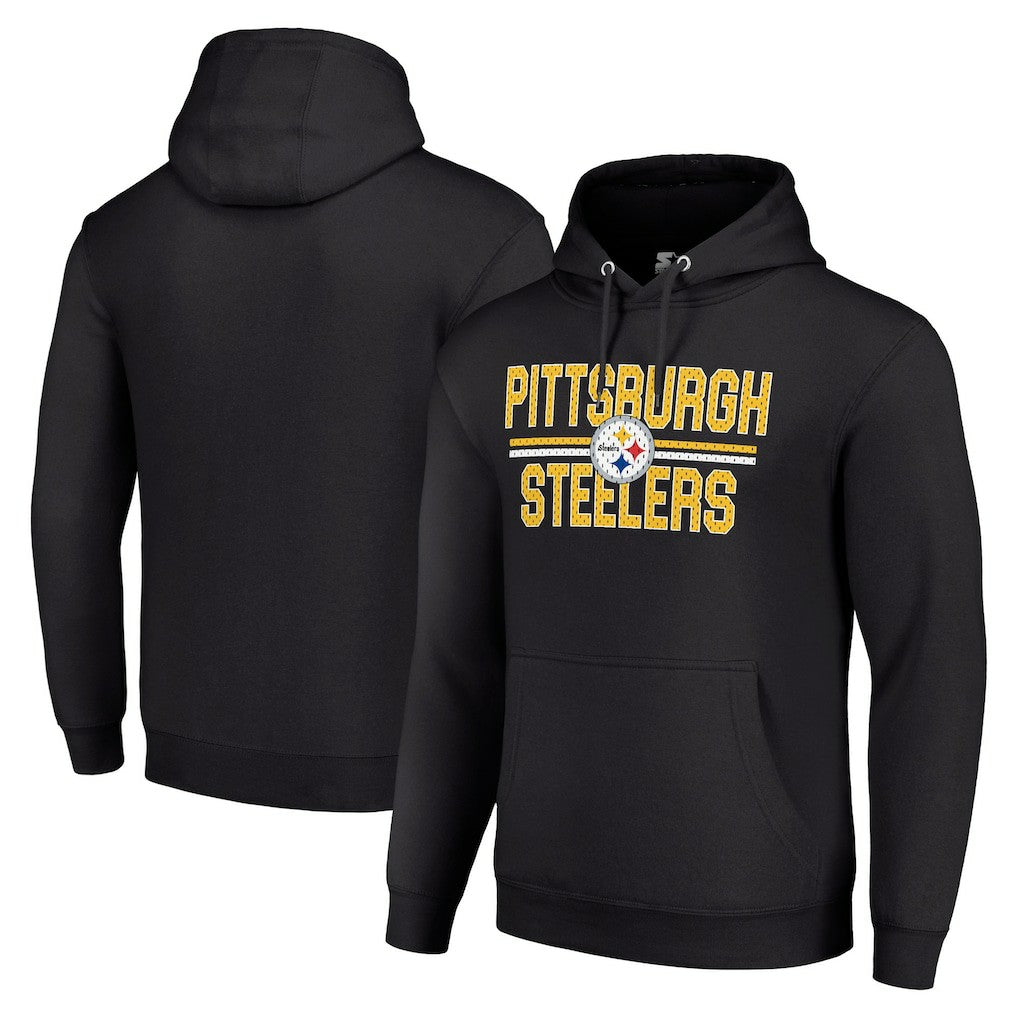 Starter Unisex Team Mesh Print Graphic Tri-Blend Pullover Hoodie - Pittsburgh Steelers Hoodies