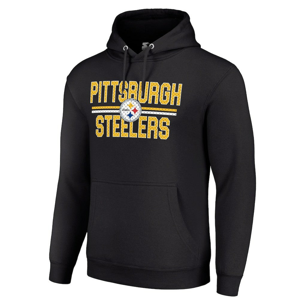Starter Unisex Team Mesh Print Graphic Tri-Blend Pullover Hoodie - Pittsburgh Steelers Hoodies