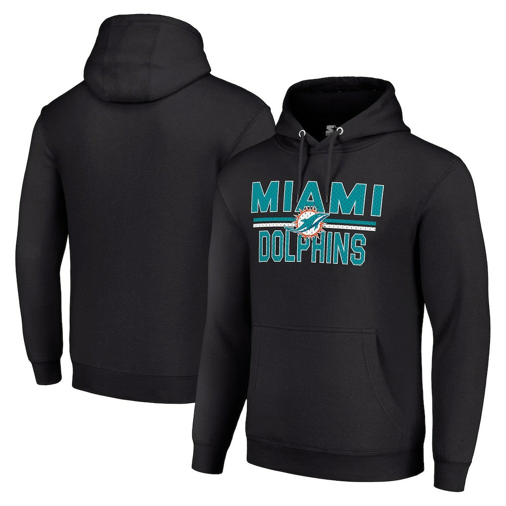 Starter Unisex Team Mesh Print Graphic Tri-Blend Pullover Hoodie - Miami Dolphins Hoodies