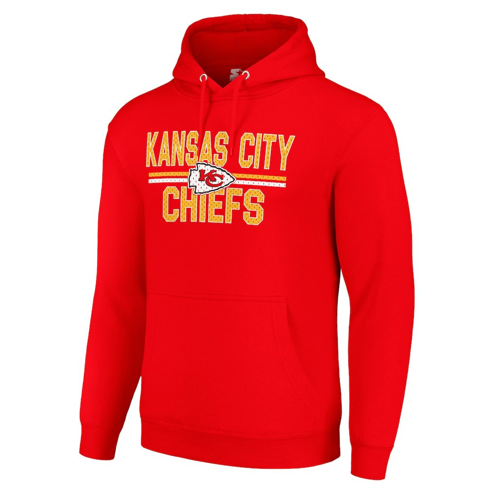Starter Unisex Team Mesh Print Graphic Tri-Blend Pullover Hoodie - Kansas City Chiefs Hoodies
