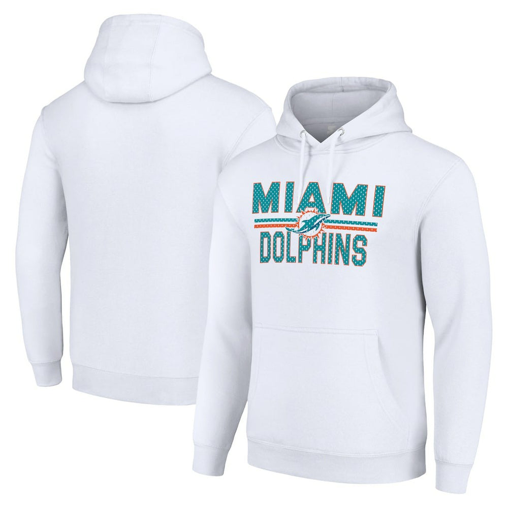 Starter Unisex Team Mesh Print Graphic Tri-Blend Pullover Hoodie - Miami Dolphins Hoodies