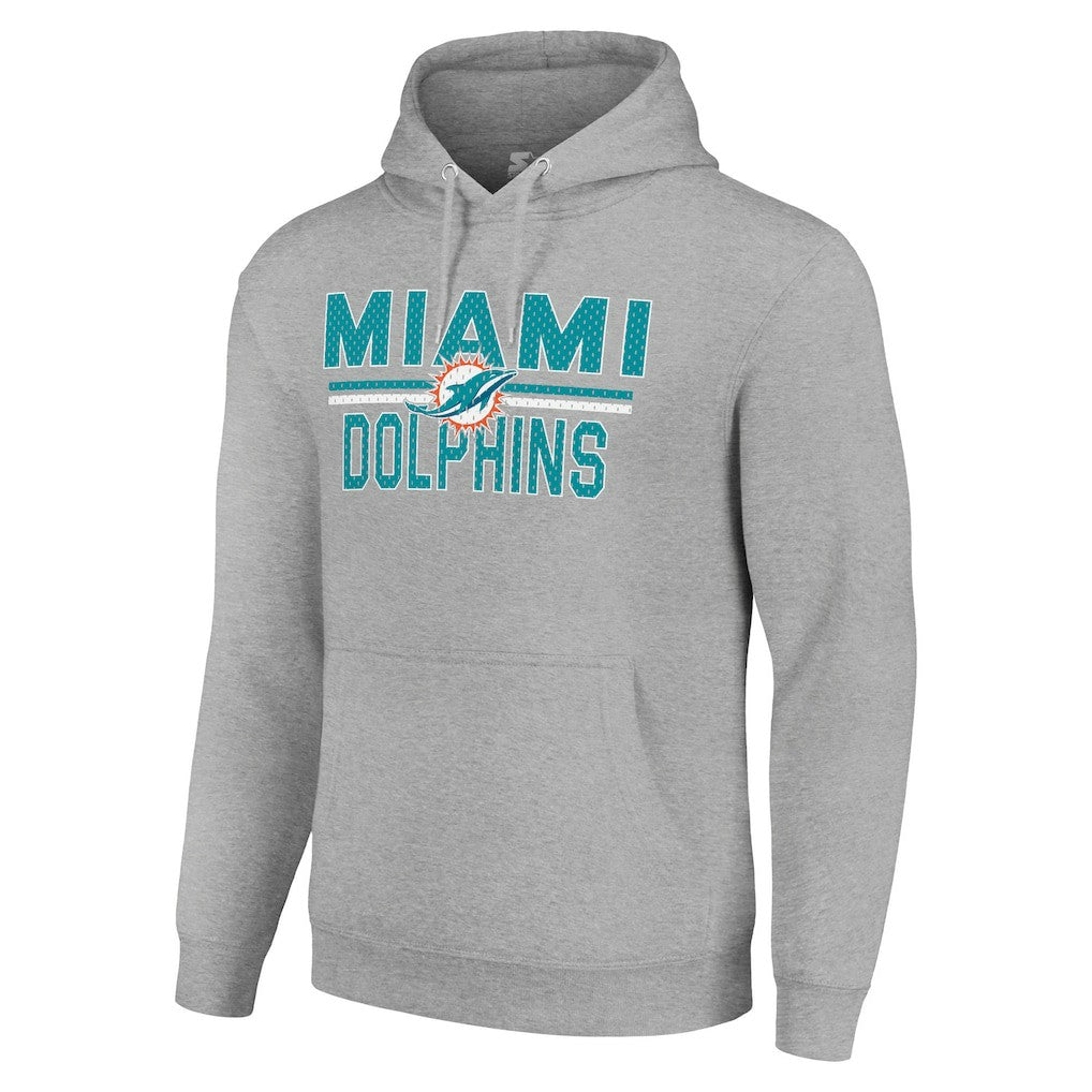 Starter Unisex Team Mesh Print Graphic Tri-Blend Pullover Hoodie - Miami Dolphins Hoodies