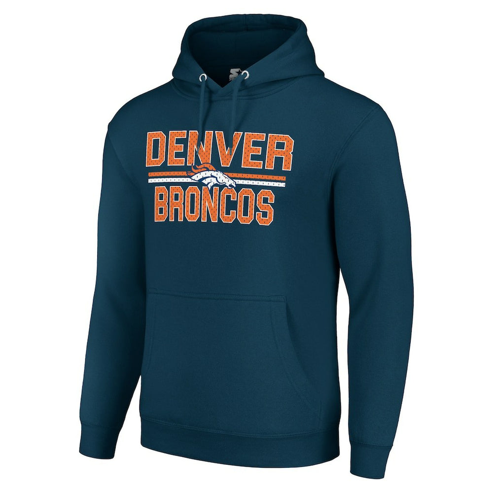Starter Unisex Team Mesh Print Graphic Tri-Blend Pullover Hoodie - Denver Broncos Hoodies