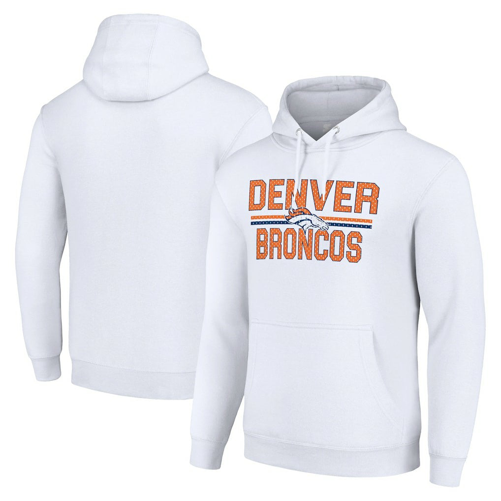 Starter Unisex Team Mesh Print Graphic Tri-Blend Pullover Hoodie - Denver Broncos Hoodies