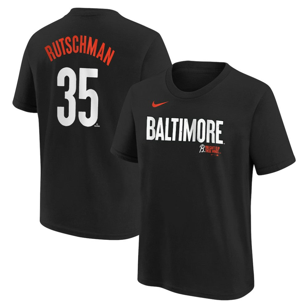 Black Adley Rutschman Baltimore Orioles Nike Youth Fuse City Connect Name & Number T-Shirt