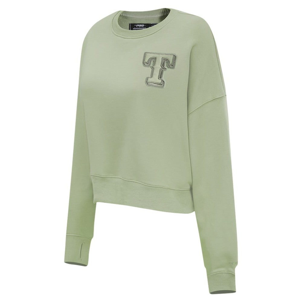 Green Texas Rangers Pro Standard Women's Neutral Oversized Boxy Cropped Pullover Sweatshirt