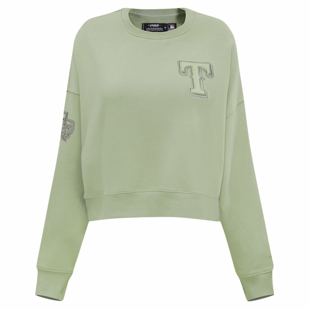 Green Texas Rangers Pro Standard Women's Neutral Oversized Boxy Cropped Pullover Sweatshirt