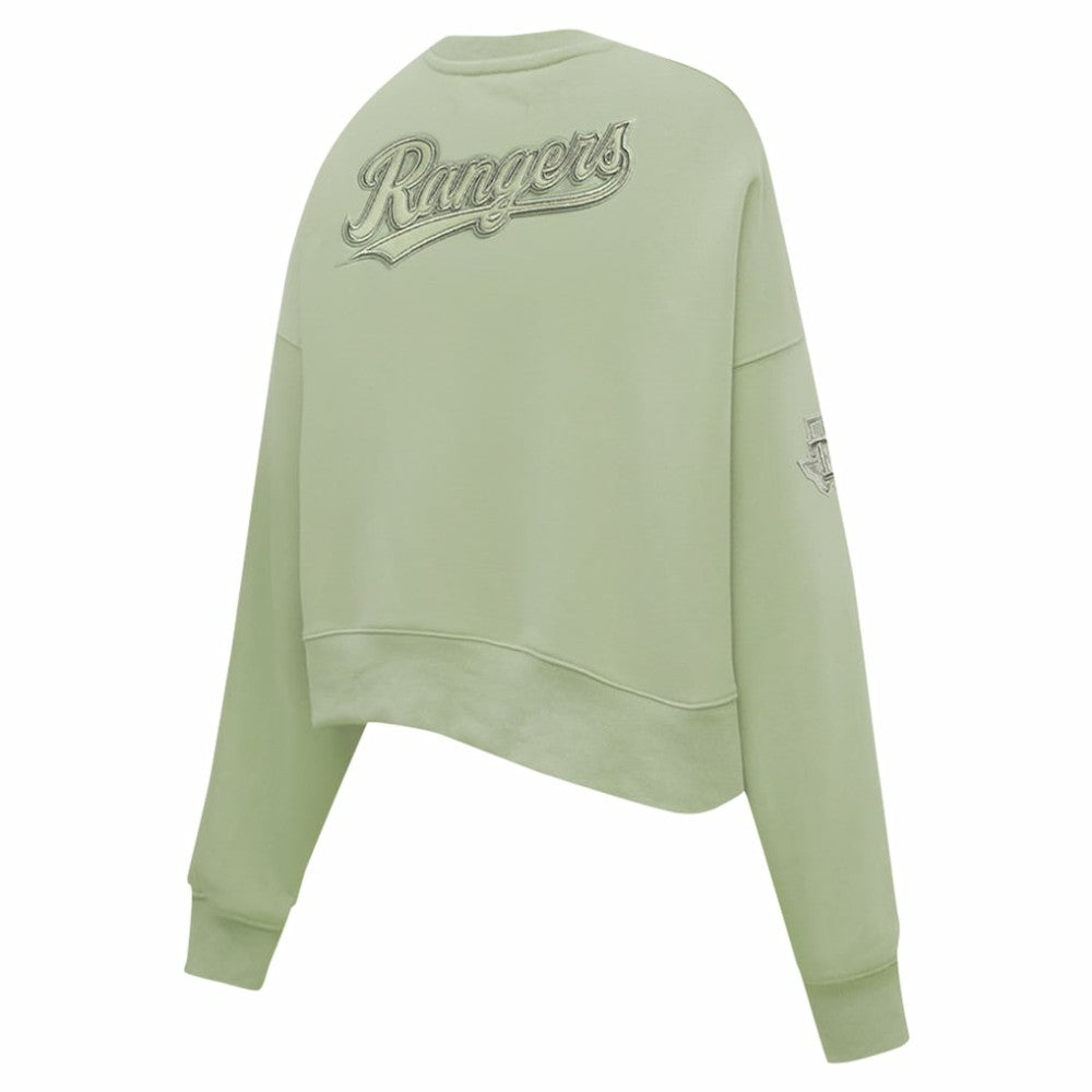Green Texas Rangers Pro Standard Women's Neutral Oversized Boxy Cropped Pullover Sweatshirt