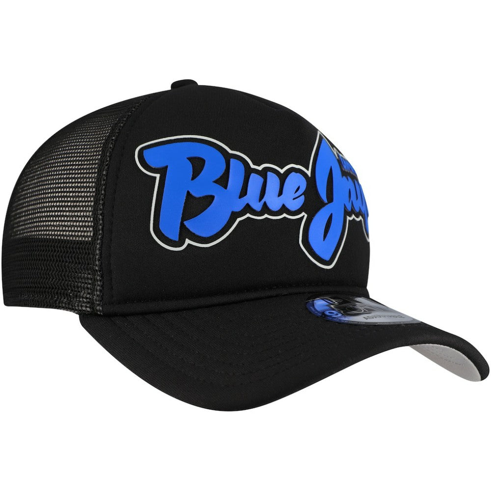 Black Toronto Blue Jays New Era Retro Bold A-Frame Trucker 9FORTY Adjustable Hat