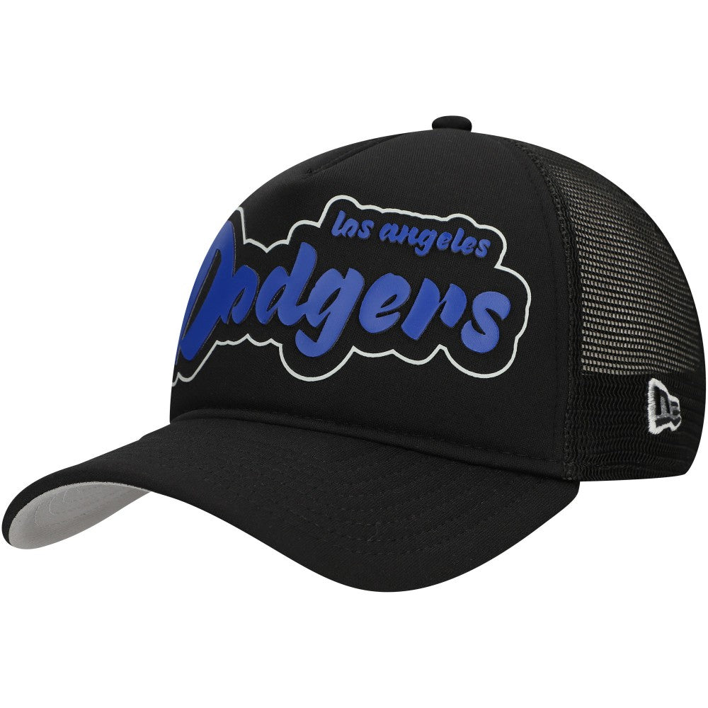 Black Los Angeles Dodgers New Era Retro Bold A-Frame Trucker 9FORTY Adjustable Hat