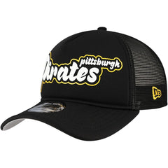 Black Pittsburgh Pirates New Era Retro Bold A-Frame Trucker 9FORTY Adjustable Hat