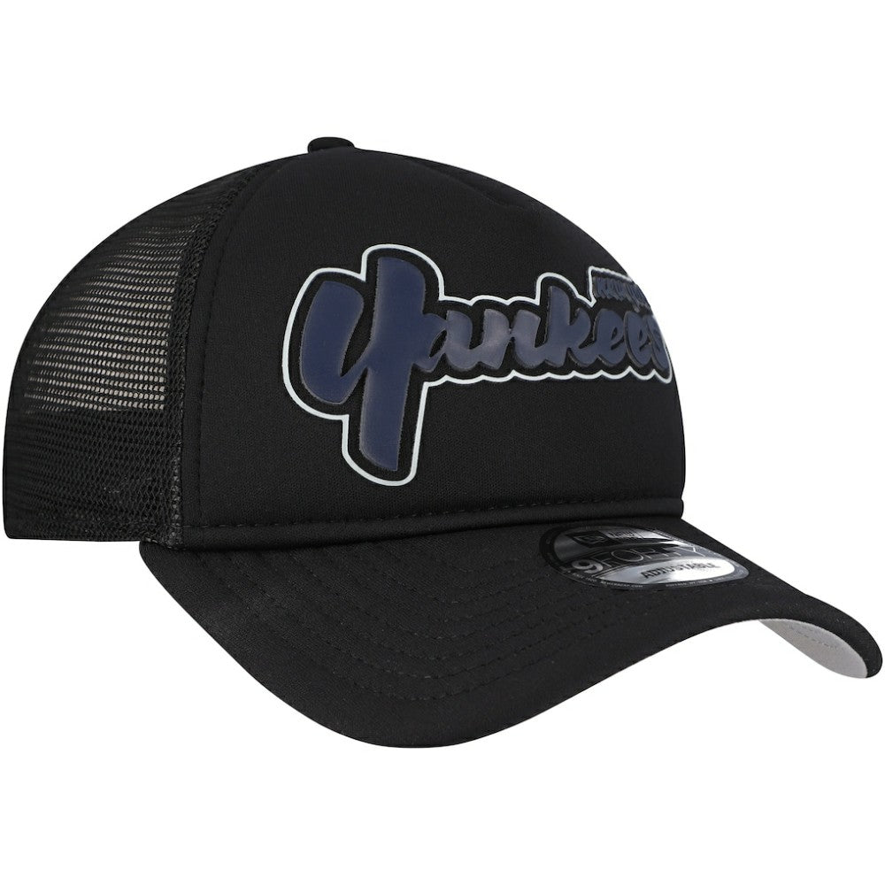 Black New York Yankees New Era Retro Bold A-Frame Trucker 9FORTY Adjustable Hat