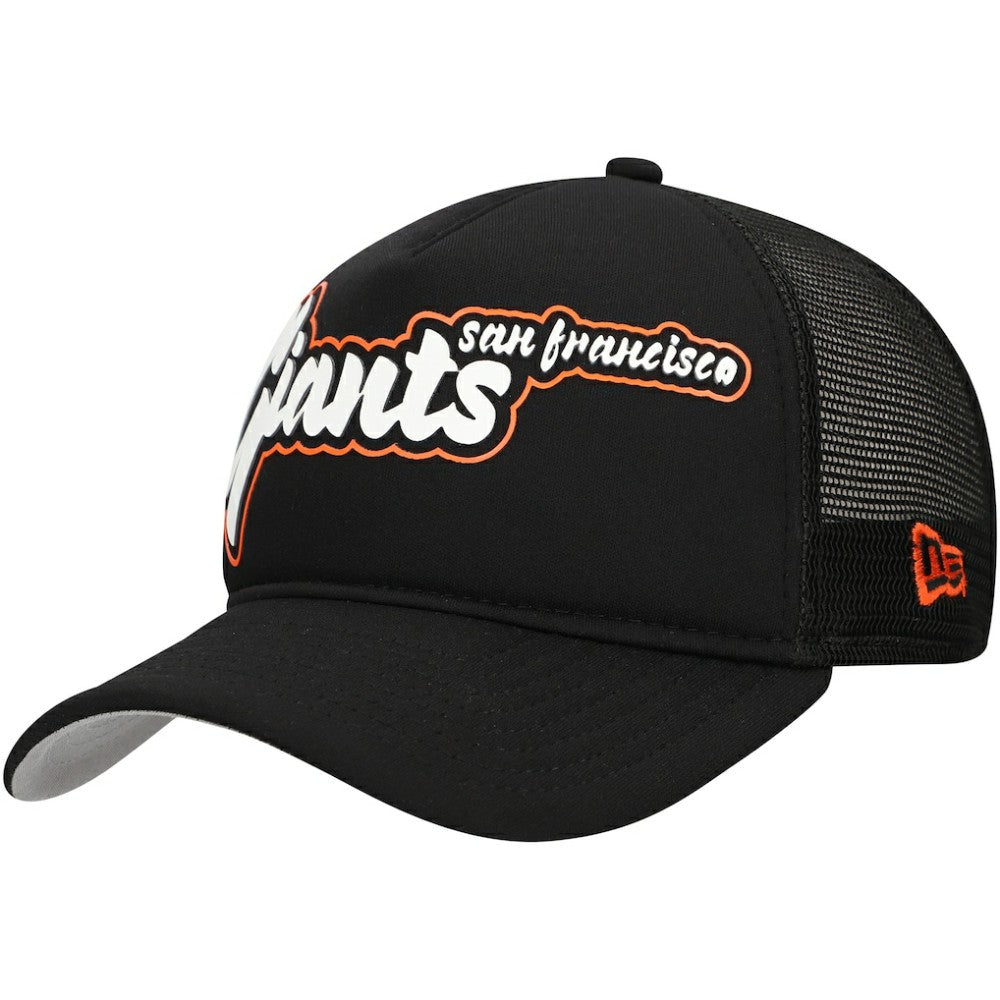 Black San Francisco Giants New Era Retro Bold A-Frame Trucker 9FORTY Adjustable Hat