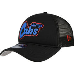 Black Chicago Cubs New Era Retro Bold A-Frame Trucker 9FORTY Adjustable Hat