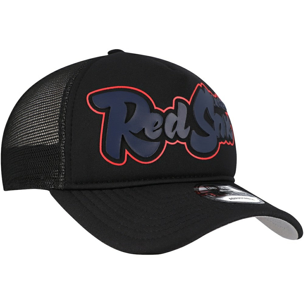 Black Boston Red Sox New Era Retro Bold A-Frame Trucker 9FORTY Adjustable Hat