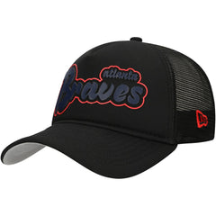 Black Atlanta Braves New Era Retro Bold A-Frame Trucker 9FORTY Adjustable Hat