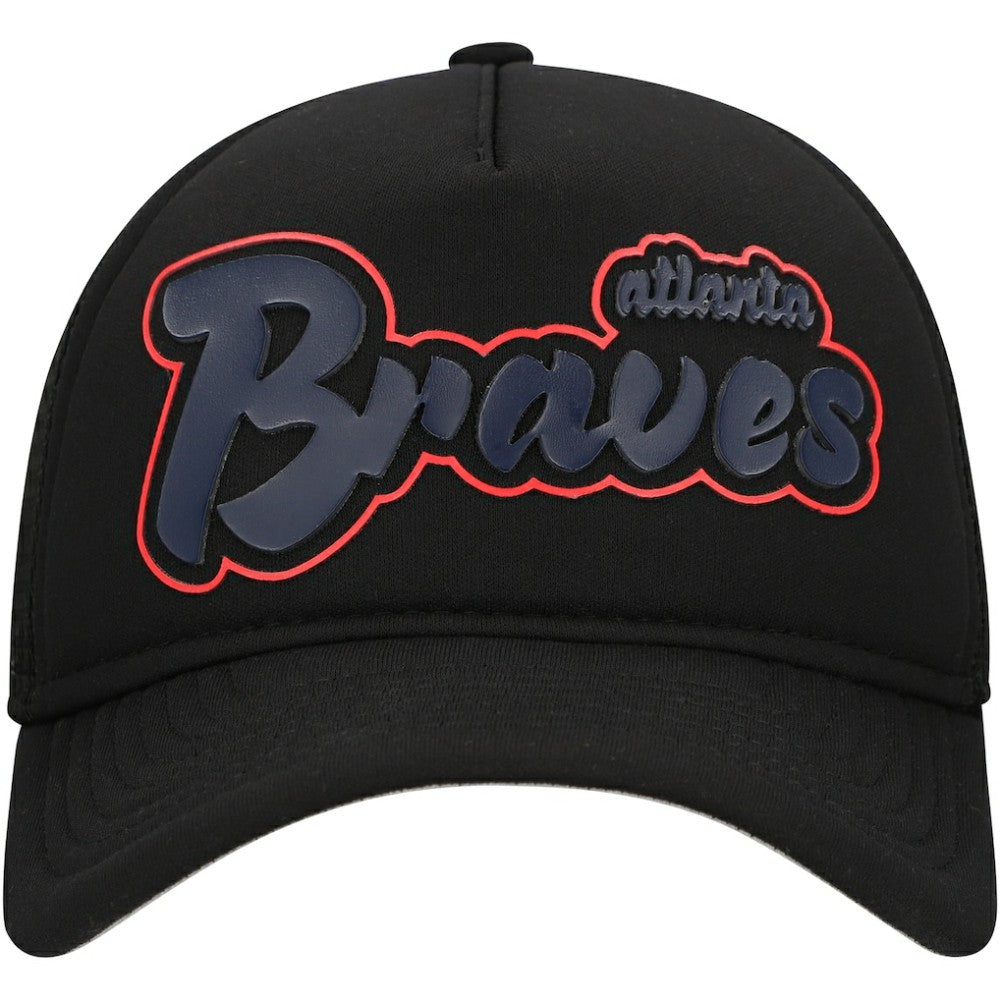 Black Atlanta Braves New Era Retro Bold A-Frame Trucker 9FORTY Adjustable Hat