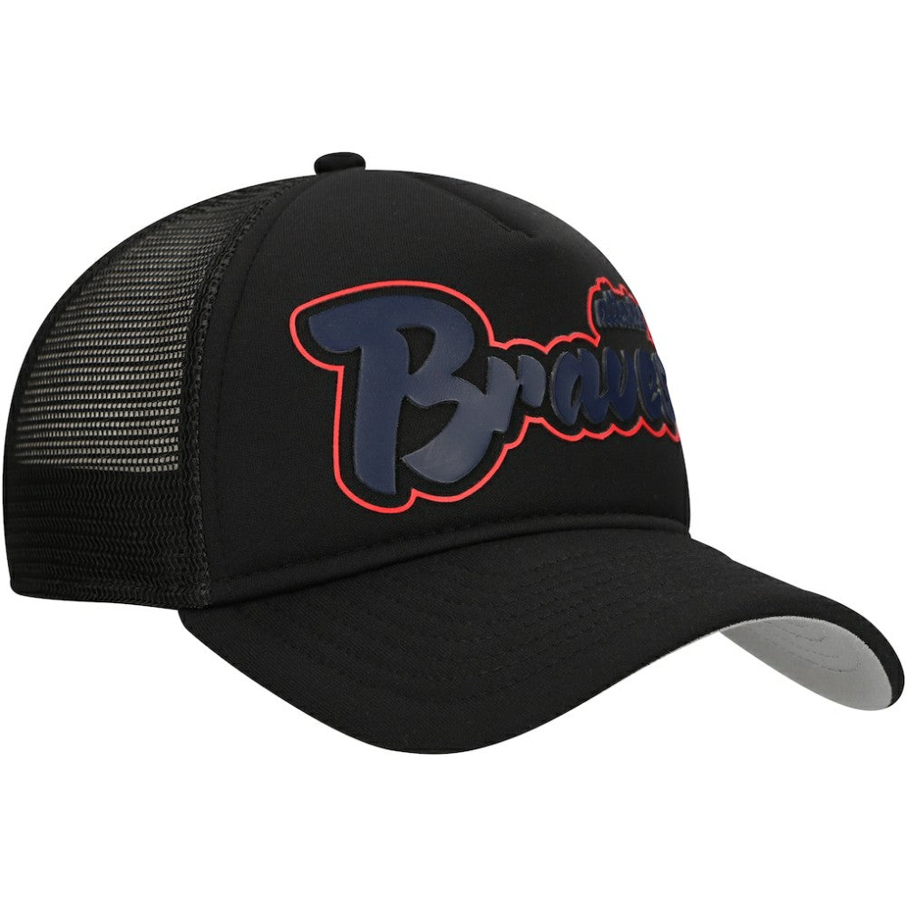 Black Atlanta Braves New Era Retro Bold A-Frame Trucker 9FORTY Adjustable Hat