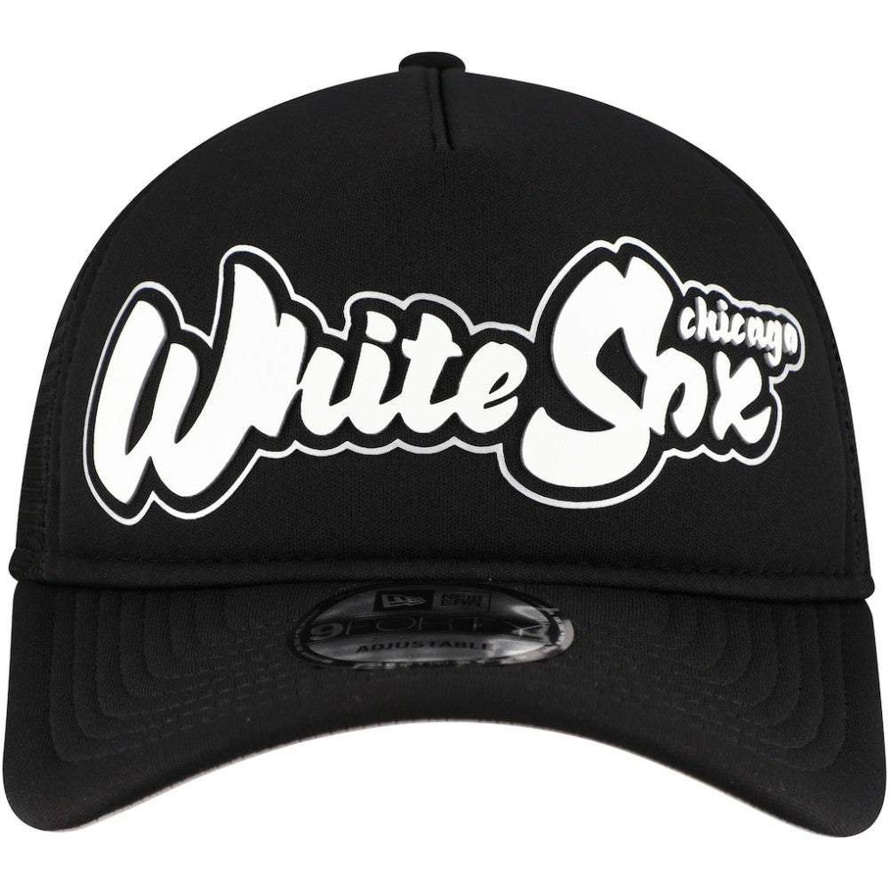 Black Chicago White Sox New Era Retro Bold A-Frame Trucker 9FORTY Adjustable Hat