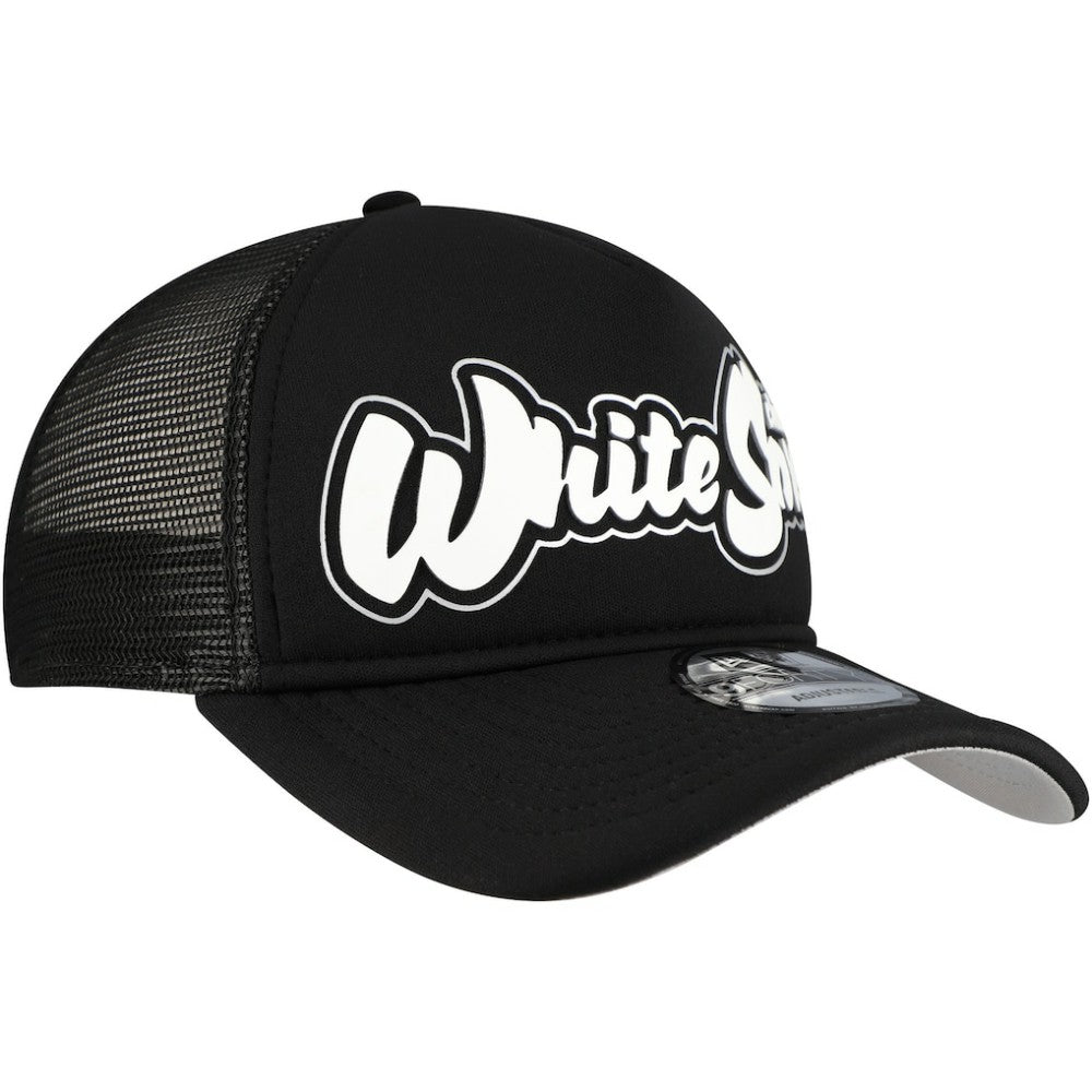Black Chicago White Sox New Era Retro Bold A-Frame Trucker 9FORTY Adjustable Hat