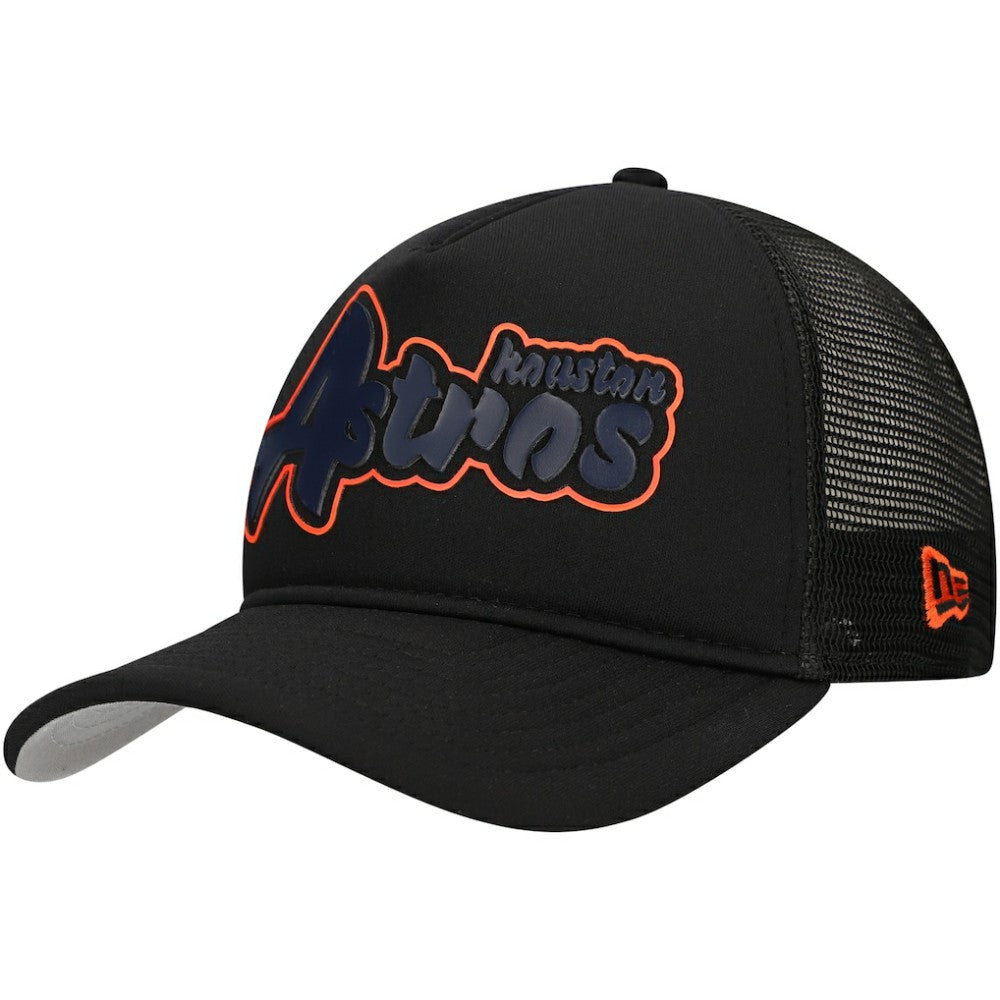 Black Houston Astros New Era Retro Bold A-Frame Trucker 9FORTY Adjustable Hat