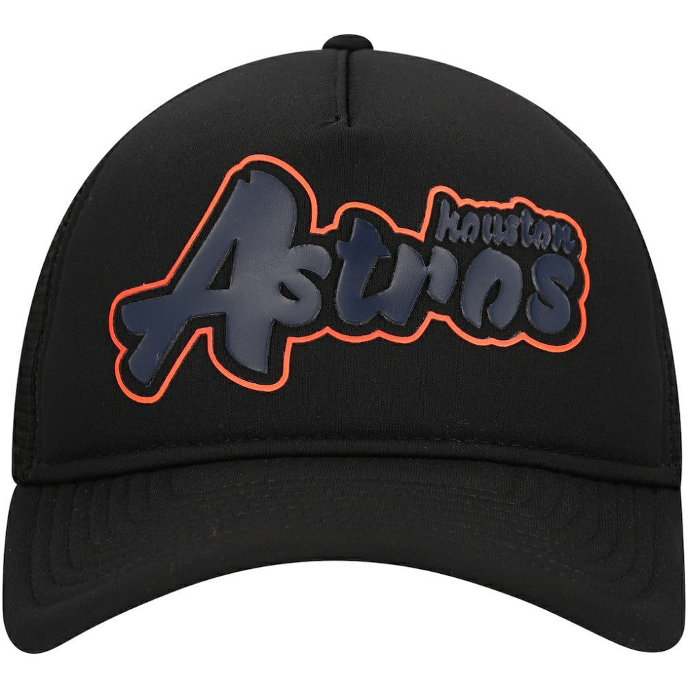 Black Houston Astros New Era Retro Bold A-Frame Trucker 9FORTY Adjustable Hat
