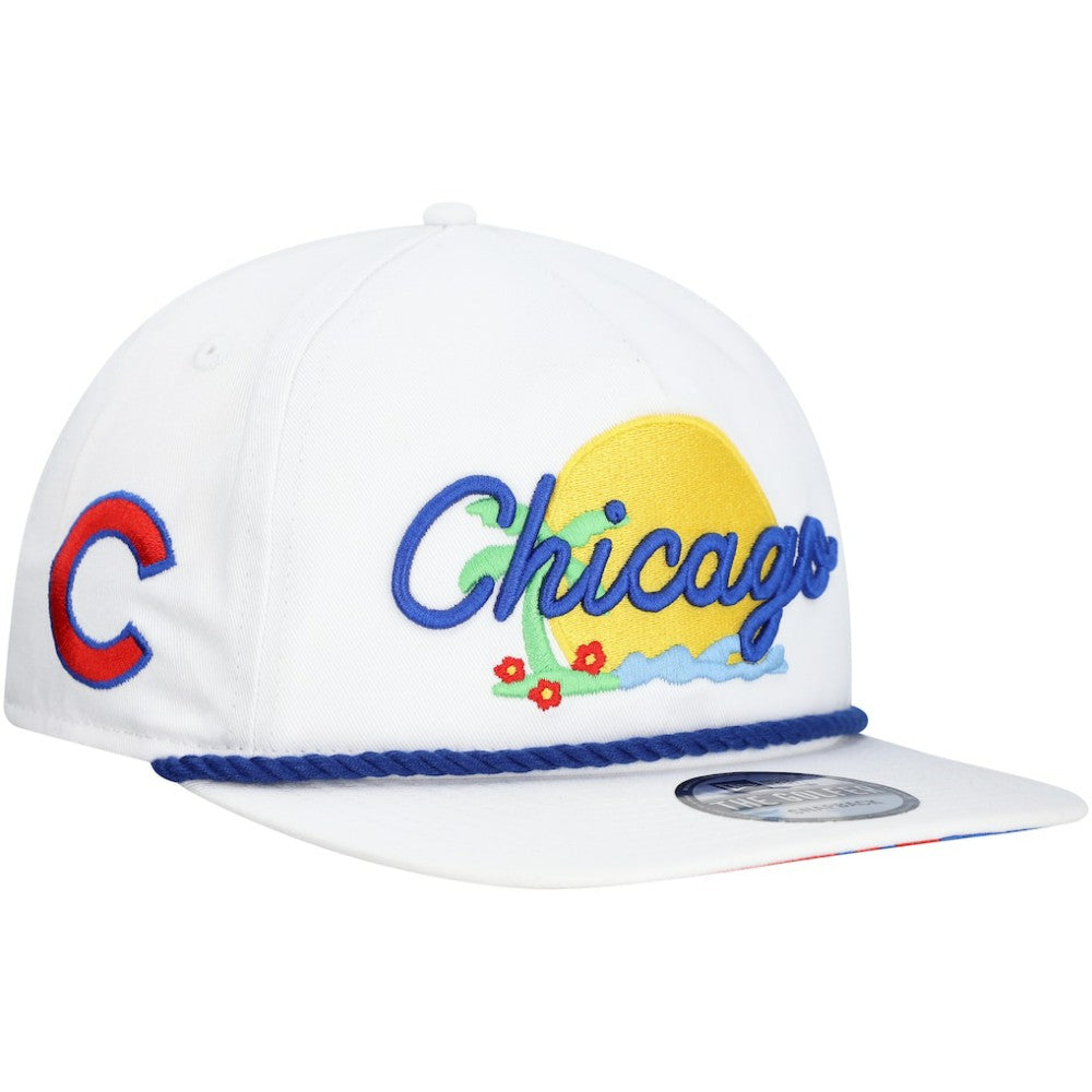 White Chicago Cubs New Era Paradise Golfer Adjustable Hat