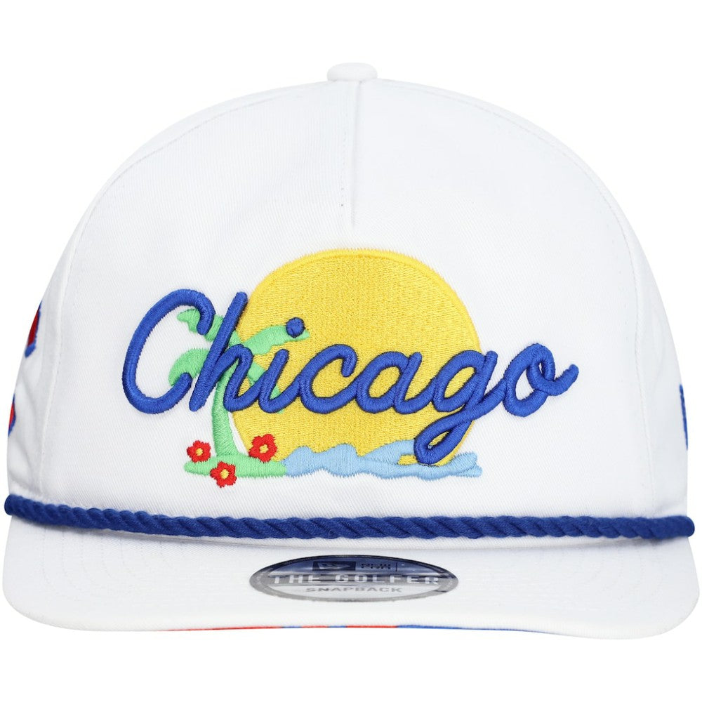 White Chicago Cubs New Era Paradise Golfer Adjustable Hat