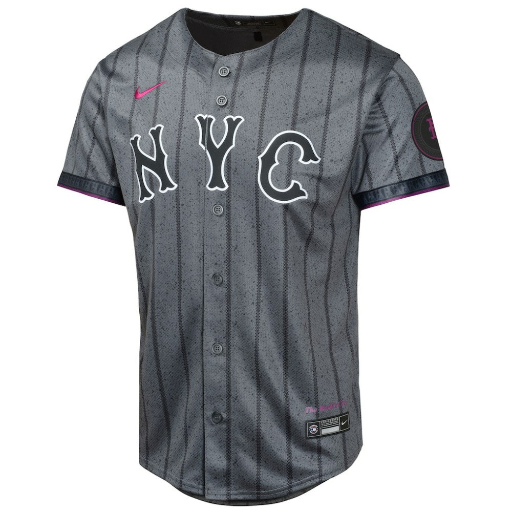 Graphite Brandon Nimmo New York Mets Nike Youth 2024 City Connect Limited Player Jersey