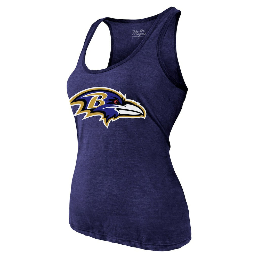 Lamar Jackson  Majestic Threads Women's Name & Number Tri-Blend Tank Top - Baltimore Ravens Tops