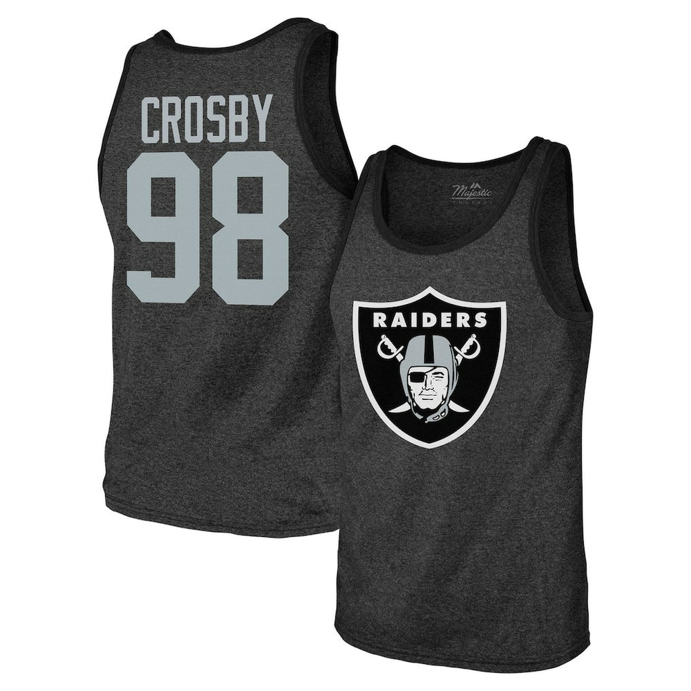 Maxx Crosby  Majestic Threads Tri-Blend Player Name & Number Tank Top - Las Vegas Raiders Tops