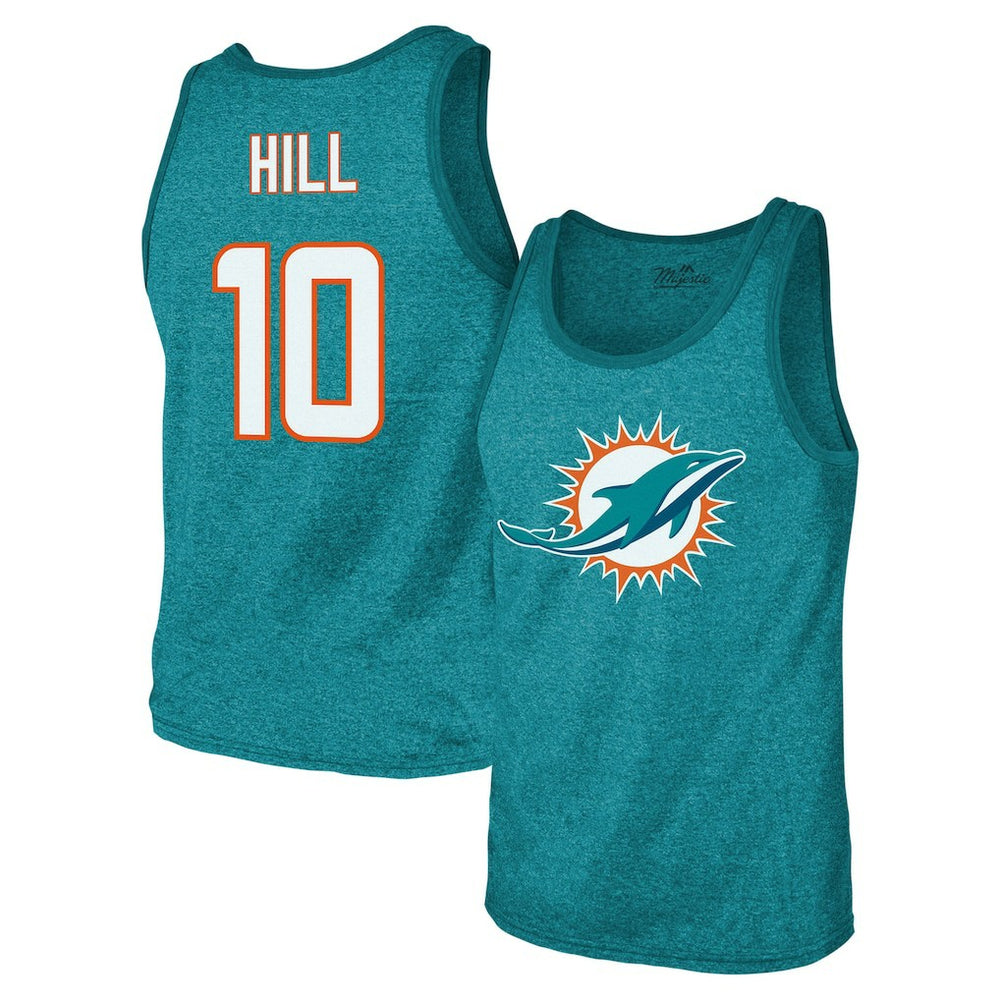 Tyreek Hill  Majestic Threads Tri-Blend Player Name & Number Tank Top - Miami Dolphins Tops