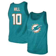 Tyreek Hill  Majestic Threads Tri-Blend Player Name & Number Tank Top - Miami Dolphins Tops