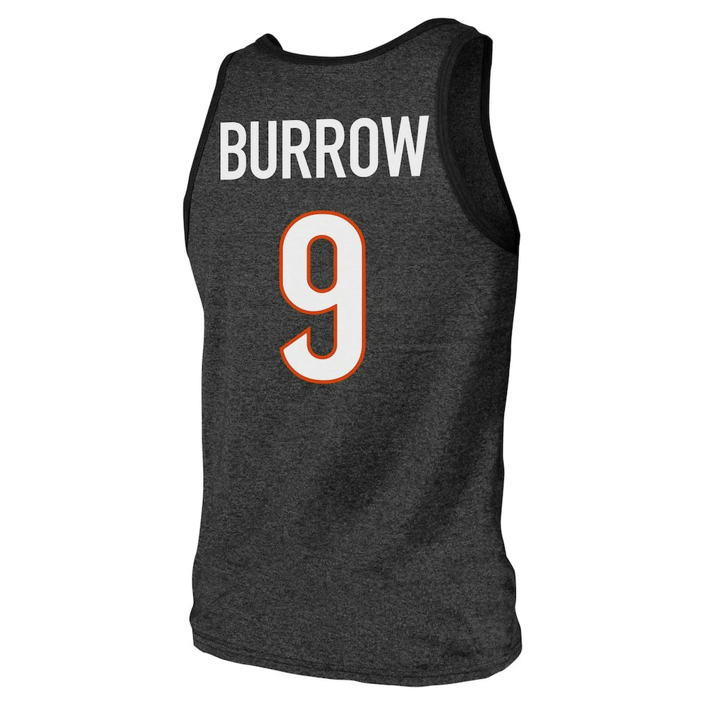 Joe Burrow  Majestic Threads Tri-Blend Player Name & Number Tank Top - Cincinnati Bengals Tops