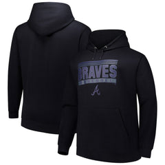 Black Atlanta Braves   Stack Fleece Pullover Hoodie