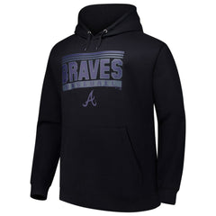 Black Atlanta Braves   Stack Fleece Pullover Hoodie